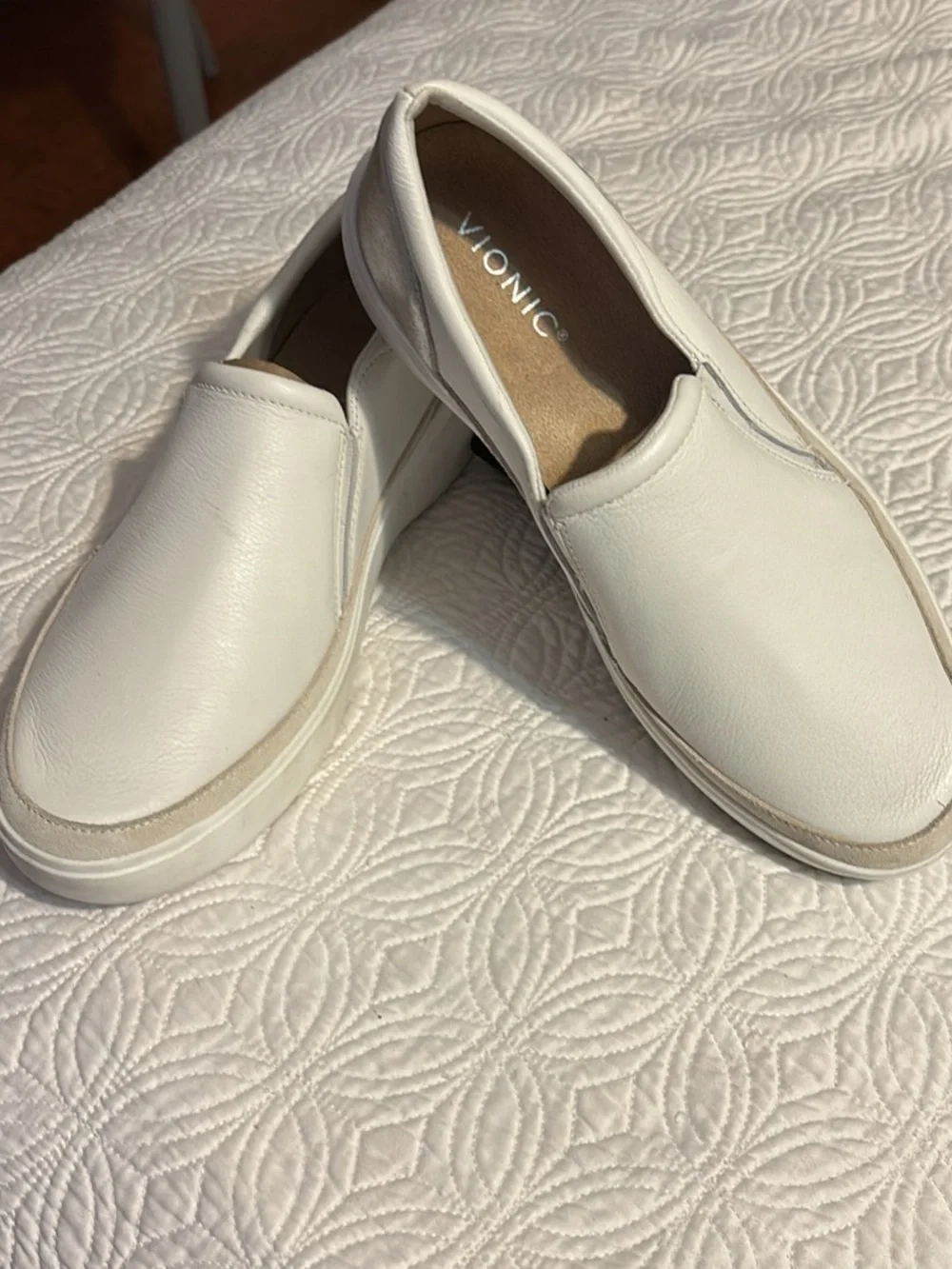 belk White and Gray Slip-On Platform Mule